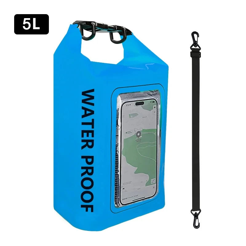 2L 5L Dry Bag Swimming Pack Touch Screen Outdoor Waterproof Kayak Storage Bag Trekking Drifting Rafting Surfing Boating Backpack