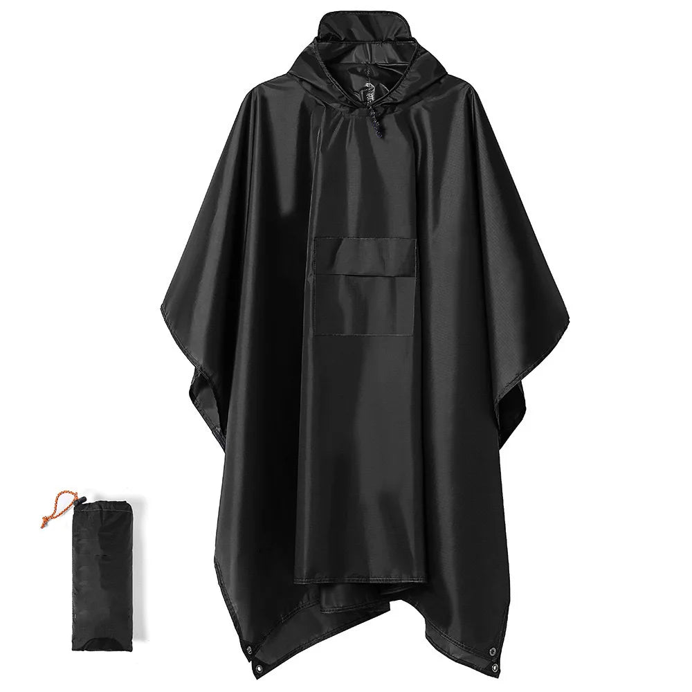 Portable Adult Outdoor Waterproof Raincoat 3 in 1 Women Men PU Hooded Raincoat Outdoor Hiking Fishing Mountaineering Raincoat