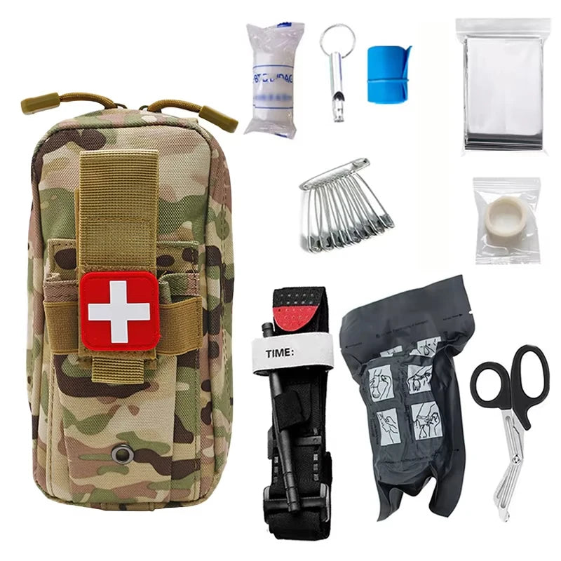 10 Pieces Outdoor Survival Tactical Camping First Aid Equipment Field Emergency Suit Battlefield Should Backpack