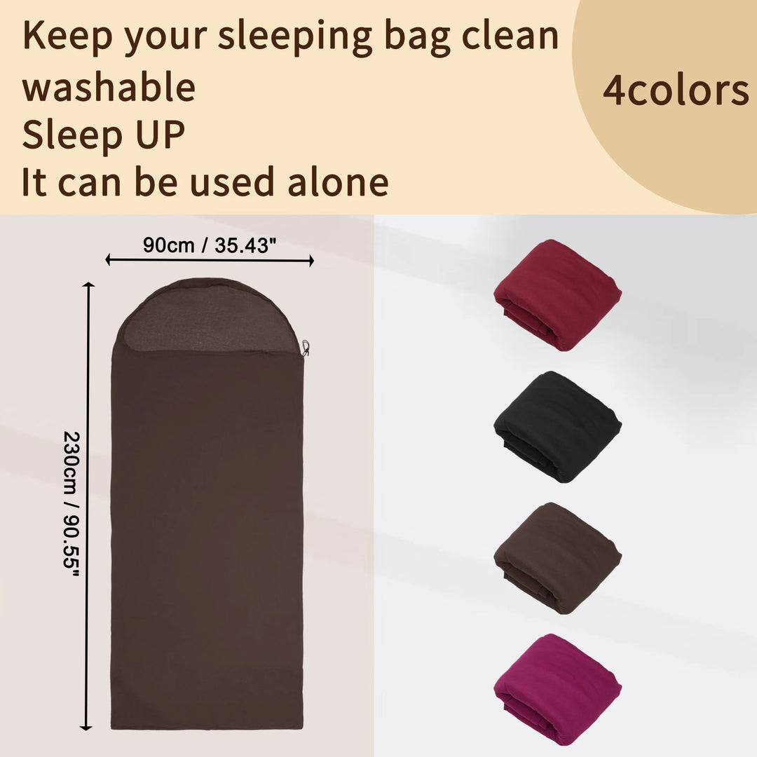 X Autohaux Sleeping Bag Liner Single Sleeping Bag Camping Travel Sheet with Zipper for Camping Travel Hotels 230x90cm