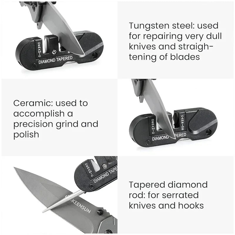 Mini Sharpener 4in1 Pocket Sharpener Multifunctional Outdoor Portable Tungsten Steel Knife Sharpener Tactical Survival Equipment