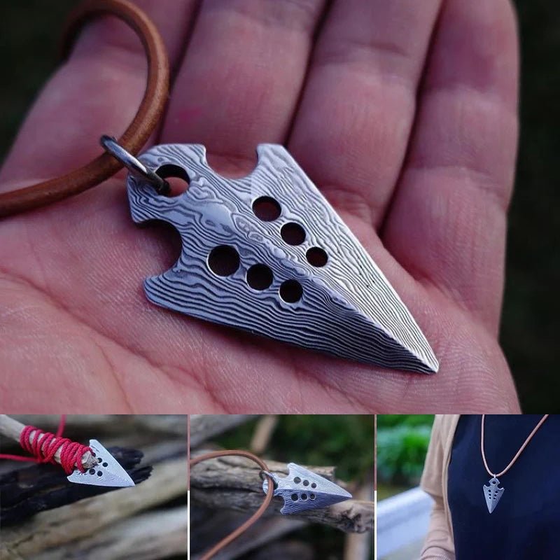 Arrowhead Harpoon Pendant Outdoor Emergency Survival Tool Self Defense Protective Necklace Self-Defense Adjustable Arrow Pendant