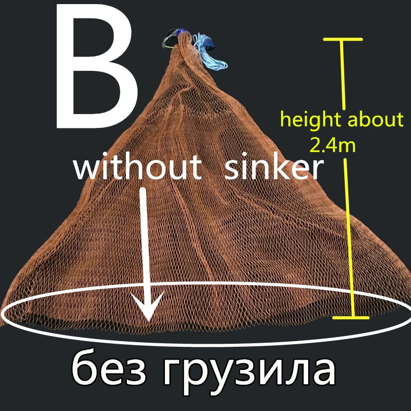 Finefish Strong Multifilament Line Hand Throw Network Cast Net Outdoor Water Sport Hunting Catch Fishing Net Small Mesh