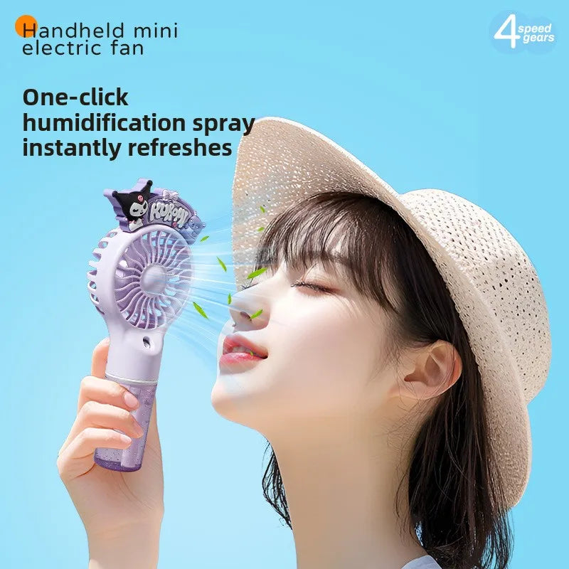 New Summer Solid Color Spray New Small Fan Hot Cartoon Cute Handheld Usb Charging Cool Outdoor Hydration Electric Fan