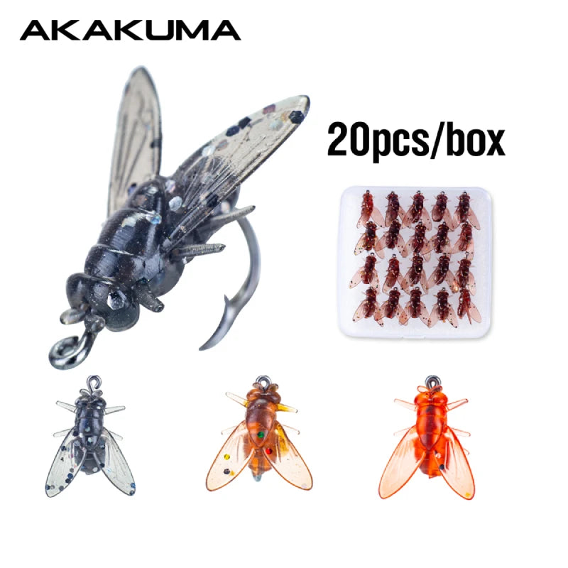 20Pcs/Boxed Fly Fishing Bait Simulation Flies Fishing Lure Sequined Soft Lure With Sharp Hooks For Freshwater Saltwater