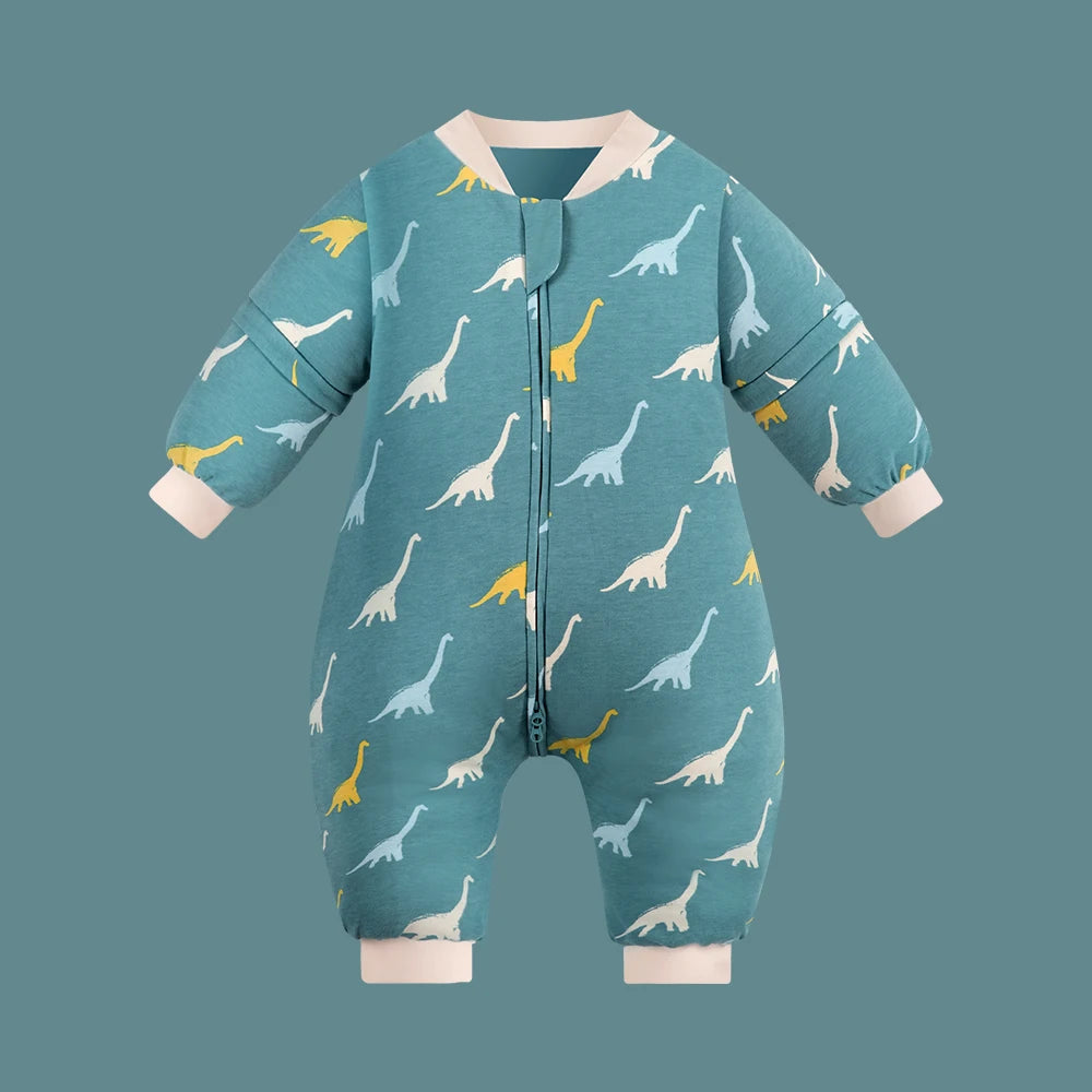 Sleeping Bag For Children 1-4 Years Neck Protection Warm Windproof 3 Zippers Design Removable Sleeves Baby Sleeping Bag 2.5Tog
