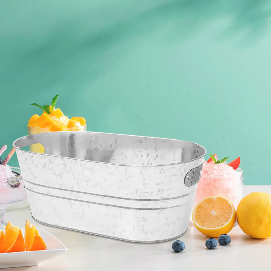 Oval Ice Bucket Beverage Cooler with Handles Bar KTV Universal Metal Ice Bucket for Home Party Outdoor Camping