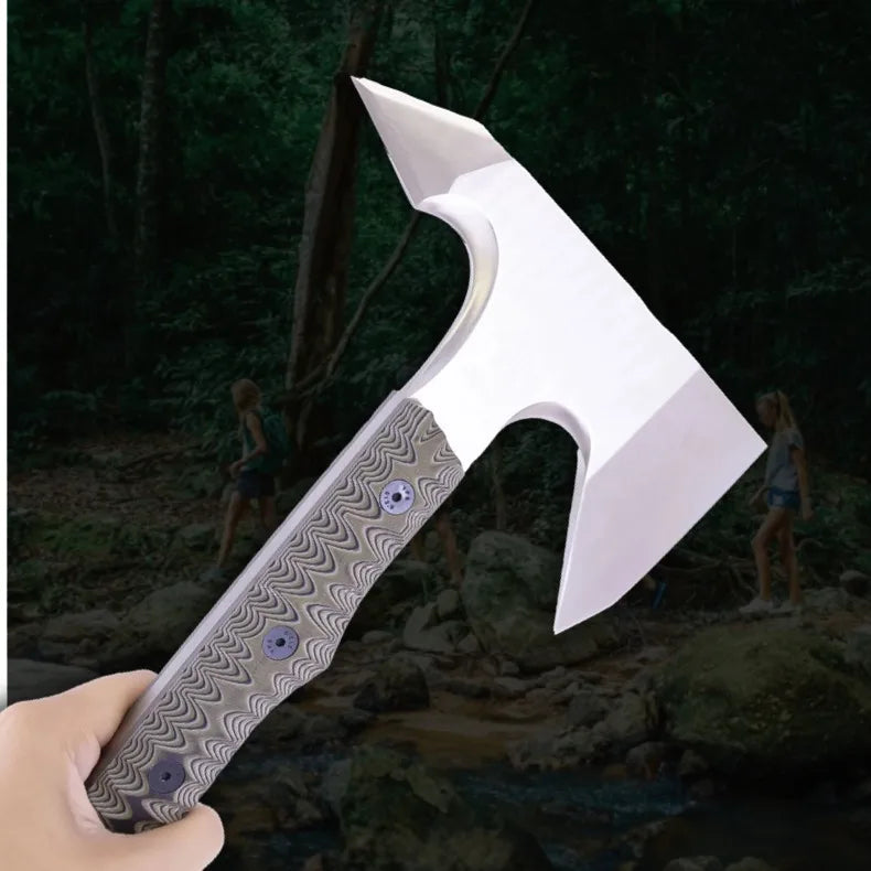 Outdoor Survival Hiking Camping 14C28N Steel G10 Long Handle Axe Survival Hatchet With Kydex Sheath