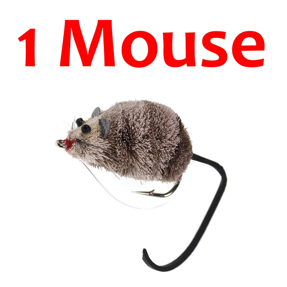 Wifreo Fly Fishing Deer Hair Bass Bug Mouse Rat Fly Floating Surface Frog Flies with Weed Guard Hook #2 #2/0