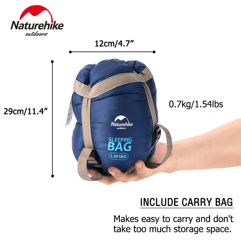 Naturehike Sleeping Bag LW180 Ultralight 3 Season Camping Hiking Sleeping Bags Outdoor Portable Waterproof Cotton Sleeping Bag