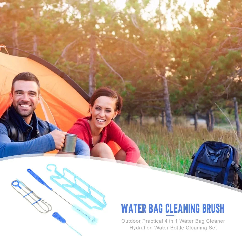4Pcs Hydration Water Bladder Cleaning Kit Multifunction Water Bag Cleaning Tool Outdoor Camping Tools for Water Bladders