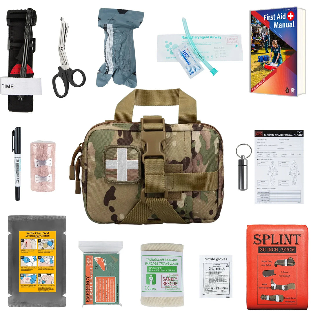 IFAK Trauma Kit First Aid Pouch Emergency Tourniquet Chest Seal Survival Gear and Equipment with Molle Car Travel Hiking