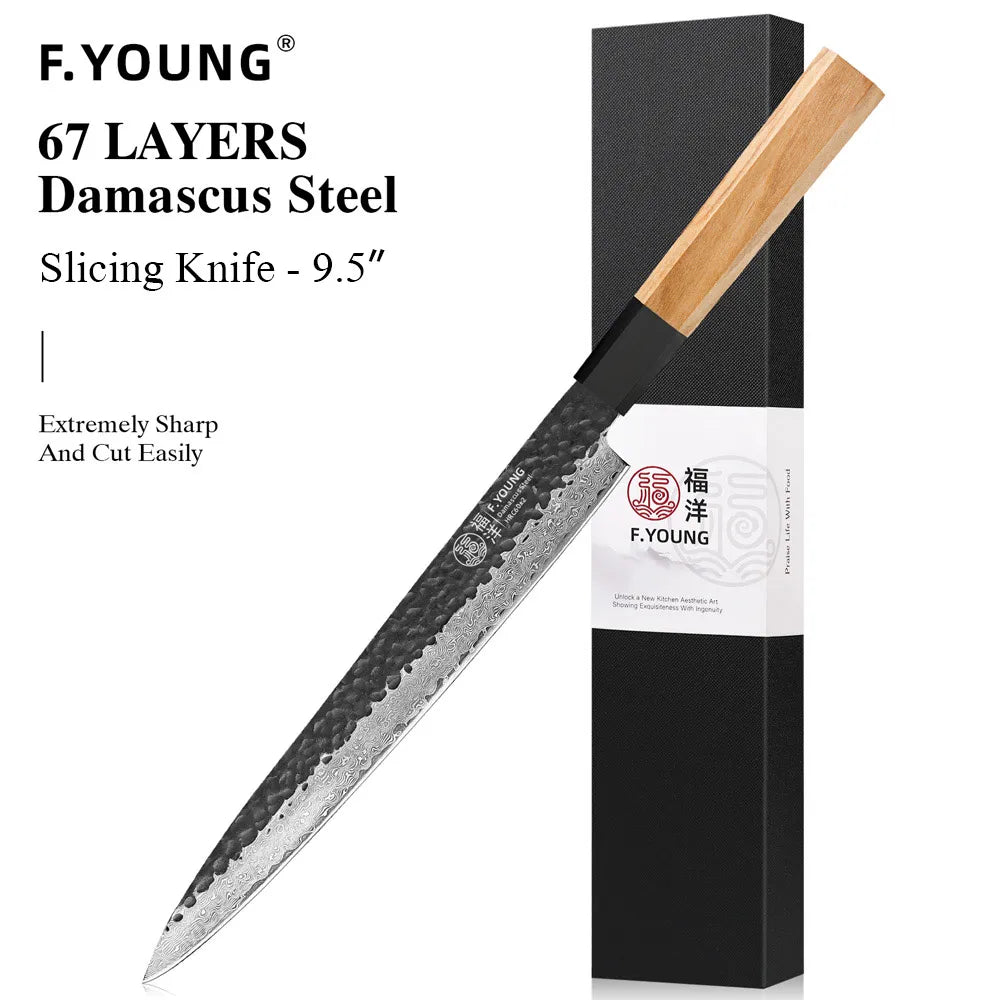 F.YOUNG Damascus Steel Kitchen Knives Japanese Hand Forged Chef Knife Vegetable Slicing Sashimi Utility Kitchen Cooking Tools