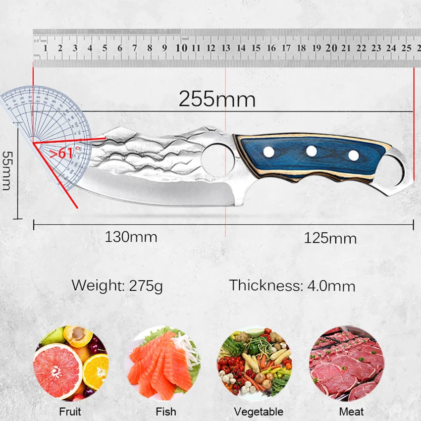 Kitchen Meat Cleaver Butcher Hand Forged Boning Knife Professional Utility Knives Slicing Fish Fruit Stainless Steel Chef Knives