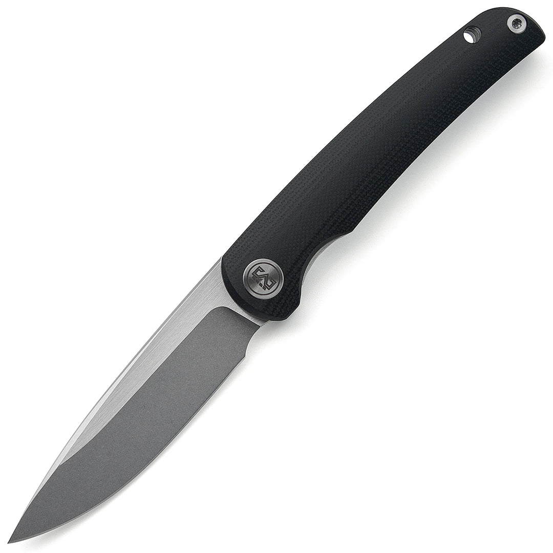 Miguron Knives Akri Front Flipper Folding Knife 3.18" Dark Grey PVD 14C28N Blade Grey G10 Handle Camping Hiking Pocket Knife
