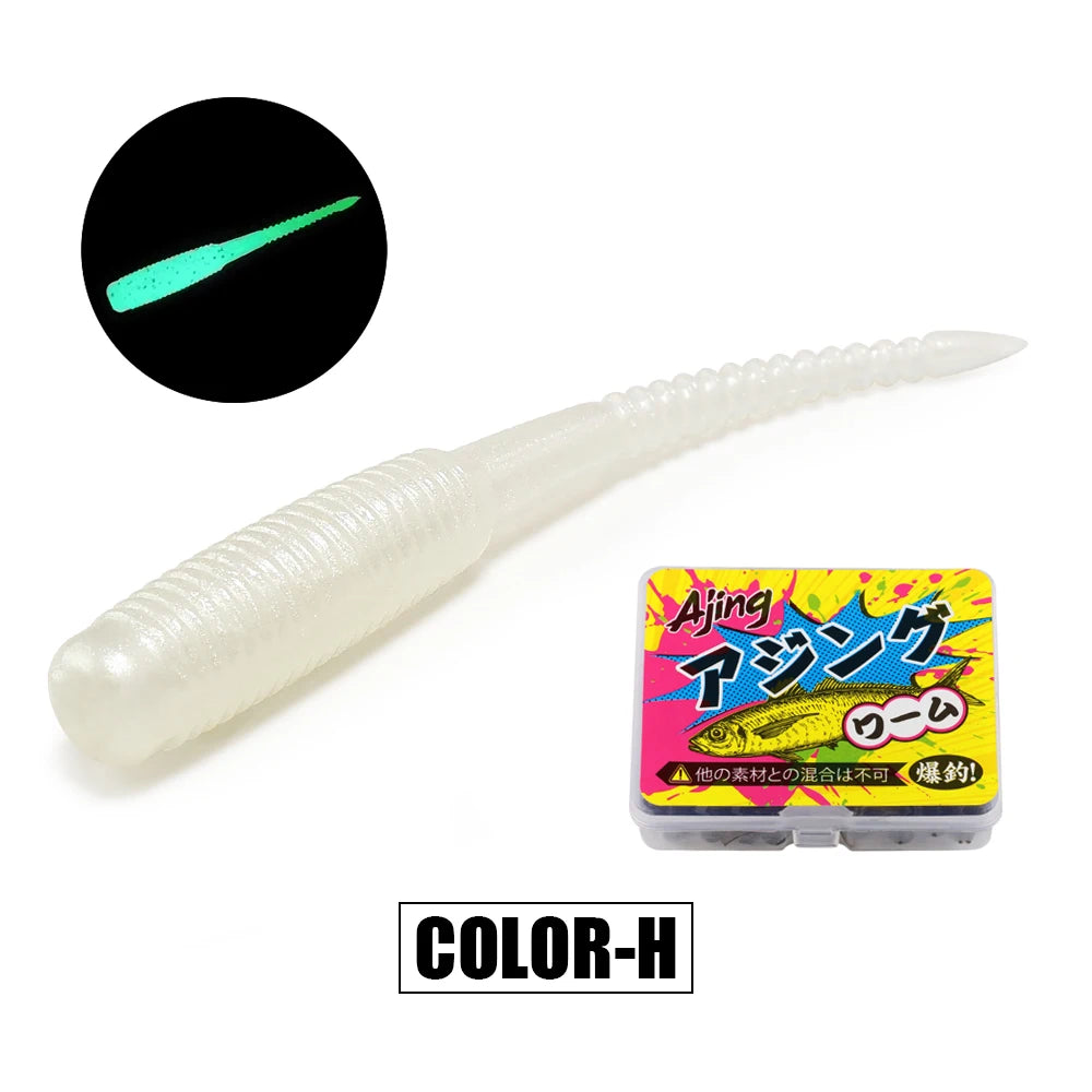 Spinpoler 20pcs/box Ajing Soft Fishing Lure 3.5cm Rockfish TPR Swimbaits Nightlight Worm Ice Jig Artificial Baits Bass Tackle