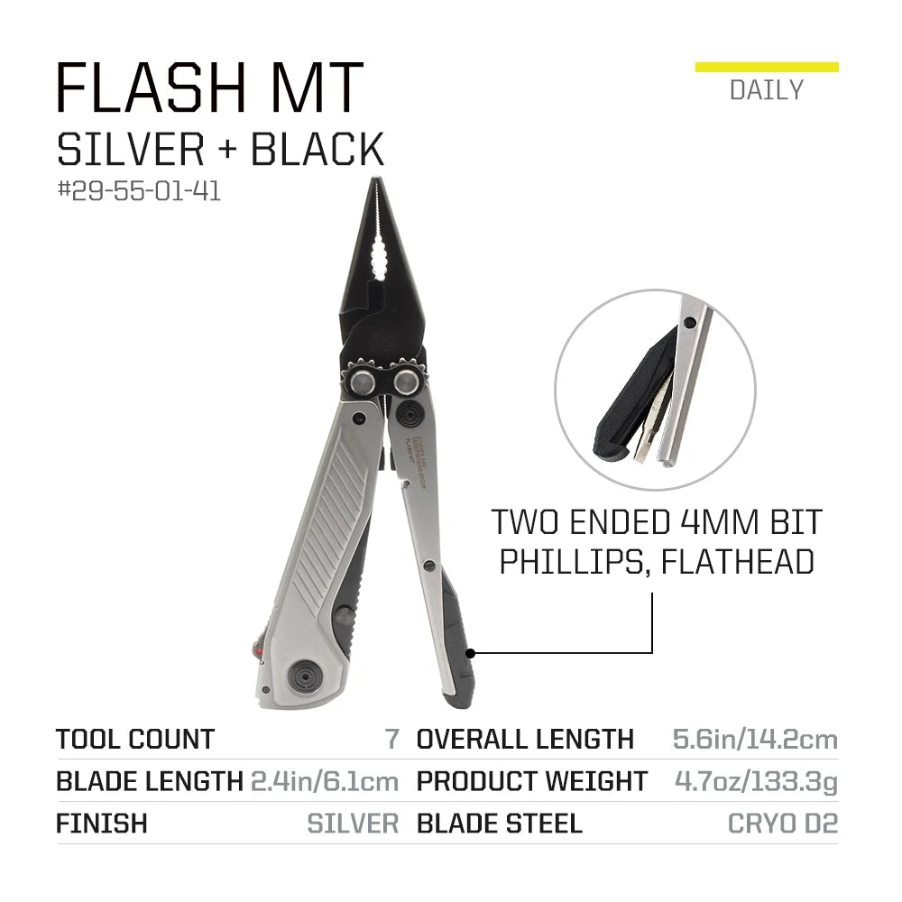 SOG 7-in-1 Flash MT Pocket-Sized Multi-Tool with Pliers & Folding Knife EDC Gear for Outdoor Camping, Survival & Emergencies