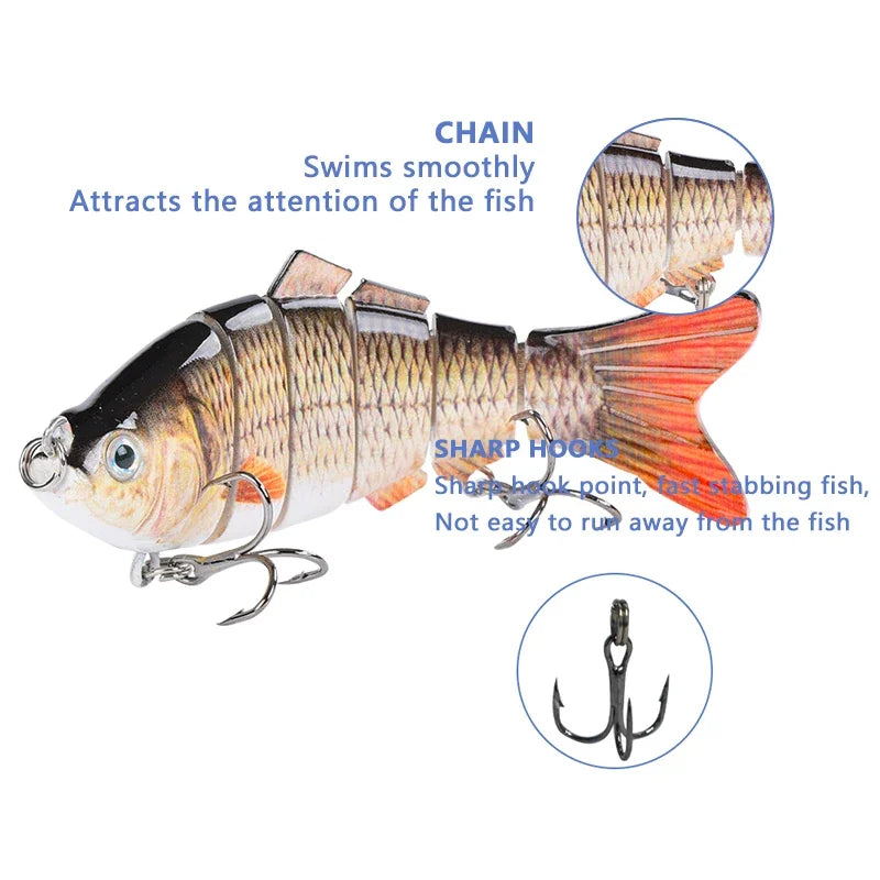 4 Inch 6 Segments Jointed Hard Artificial Fishing Lures Bionic Crankbait Sinking Wobblers Sea Plastic Fishing Accessories Trout