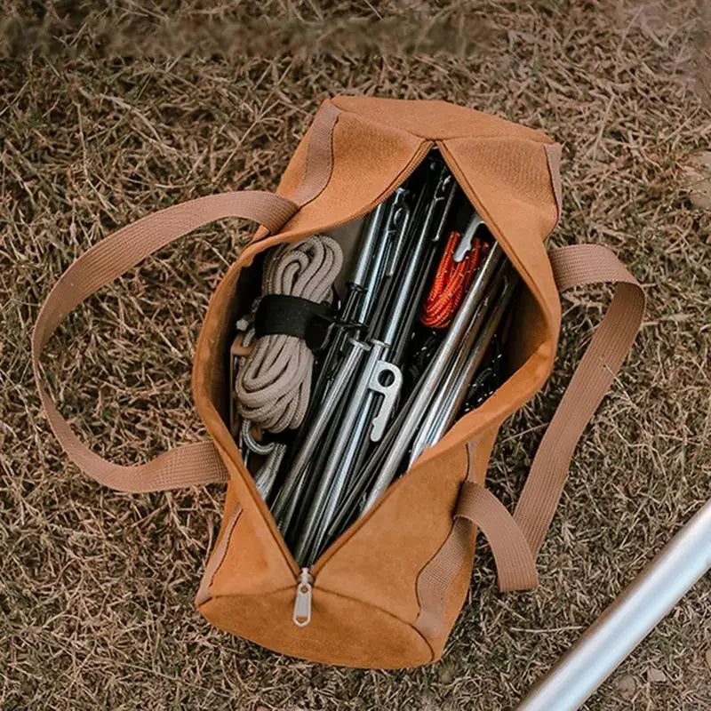 Tent Peg Nails Carry Bag Portable Canvas Ground Nail Tool Bag Washable Camping Utensils Organizer Anti-Tear Stake Storage Bags
