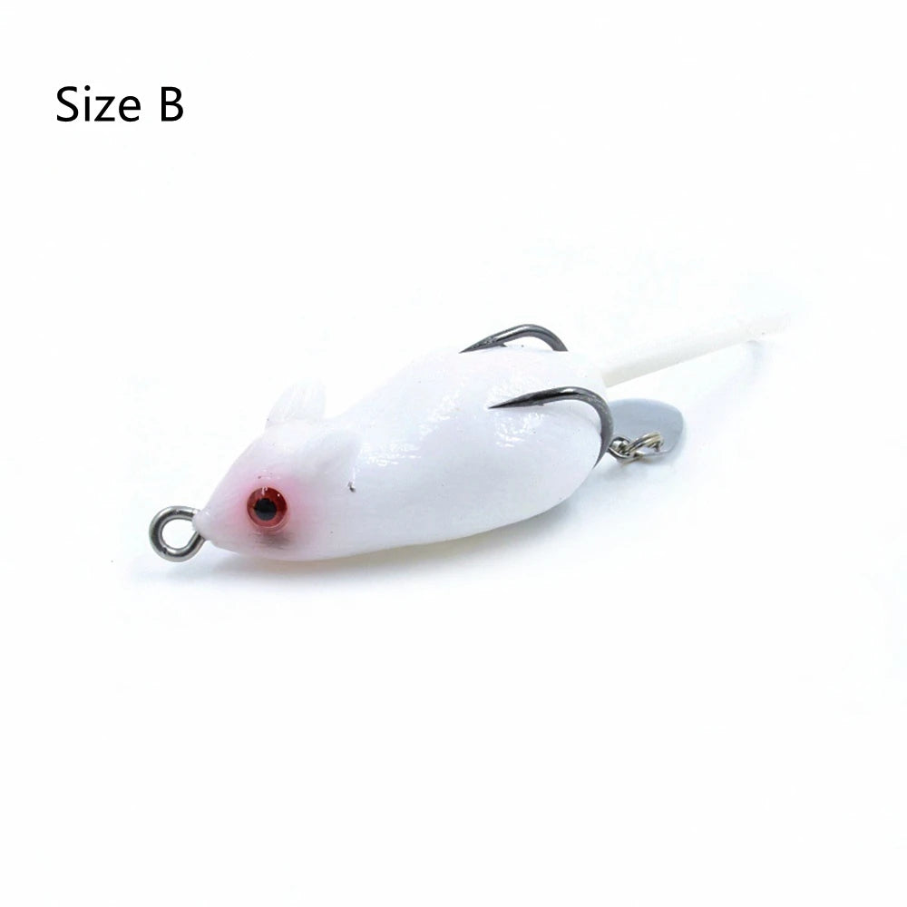 5cm 3D Artificial Mouse Fishing Lure Soft Silicone Bionic Floating Baits Freshwater Double Hook Barb Thunder Frog Catfish Bait