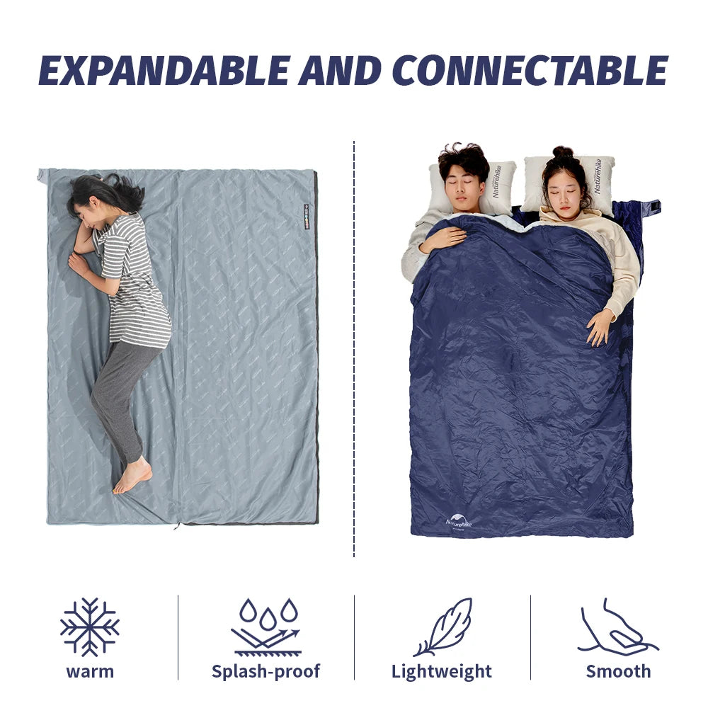 Naturehike Sleeping Bag LW180 Ultralight Waterproof Cotton Sleeping Bag Summer Hiking Camping Sleeping Bag Envelope Sleeping Bag