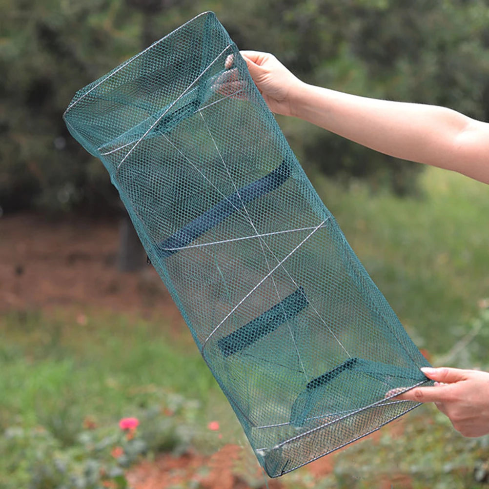 Folded Fishing Net Cage Portable Zipper Fish Trap Cast For Shrimp Crayfish Crab Baits Netting Tackle Outdoor Fishing Accessories