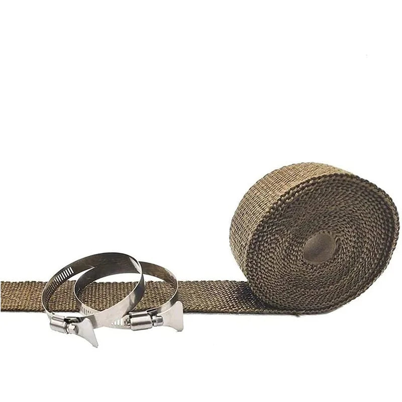 DIY Tent Stove Fireproof Ribbon With Adjustable 2 Clamps Exhaust Insulation Wrapping Gear Stove Tube Fireproof Pipe Wrap 5m*5cm