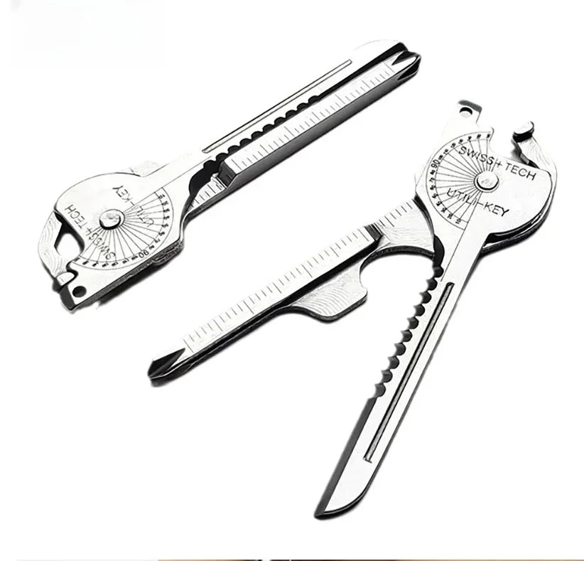 Survival Folding Tool Kit - 8-in-1 Camping Multi-Function Keychain Plier Set with Screwdriver, Can Opener & Carabiner Clip