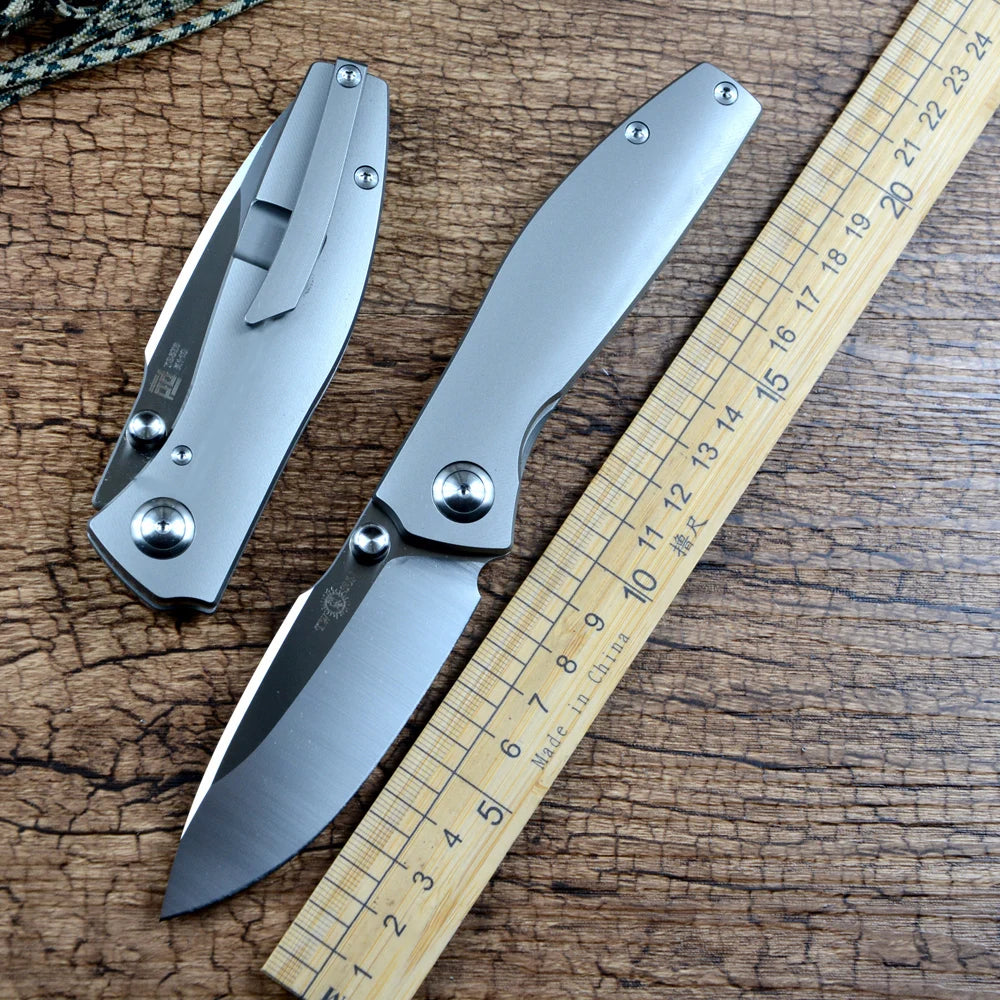 TWOSUN TS576 Folding Pocket Knife K110 Blade Ceramic Ball Bearing Washer TC4 Titanium Handle Outdoor Camping Hunting Gears