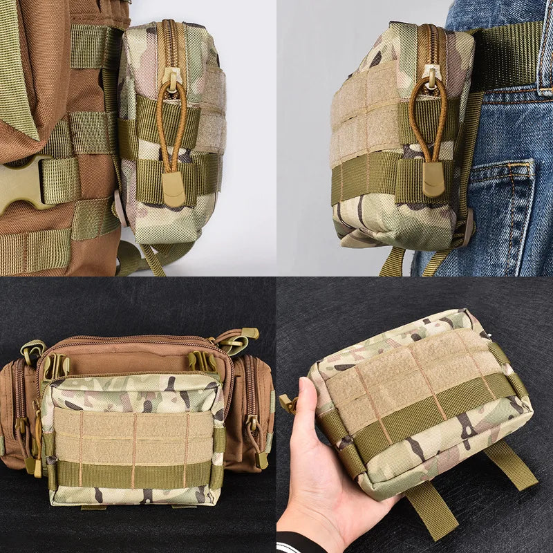 EDC Commuter Bag Camo Waist Pack with MOLLE System Outdoor Survival Gear Organizer for Hiking/Camping Everyday Carry Essentials
