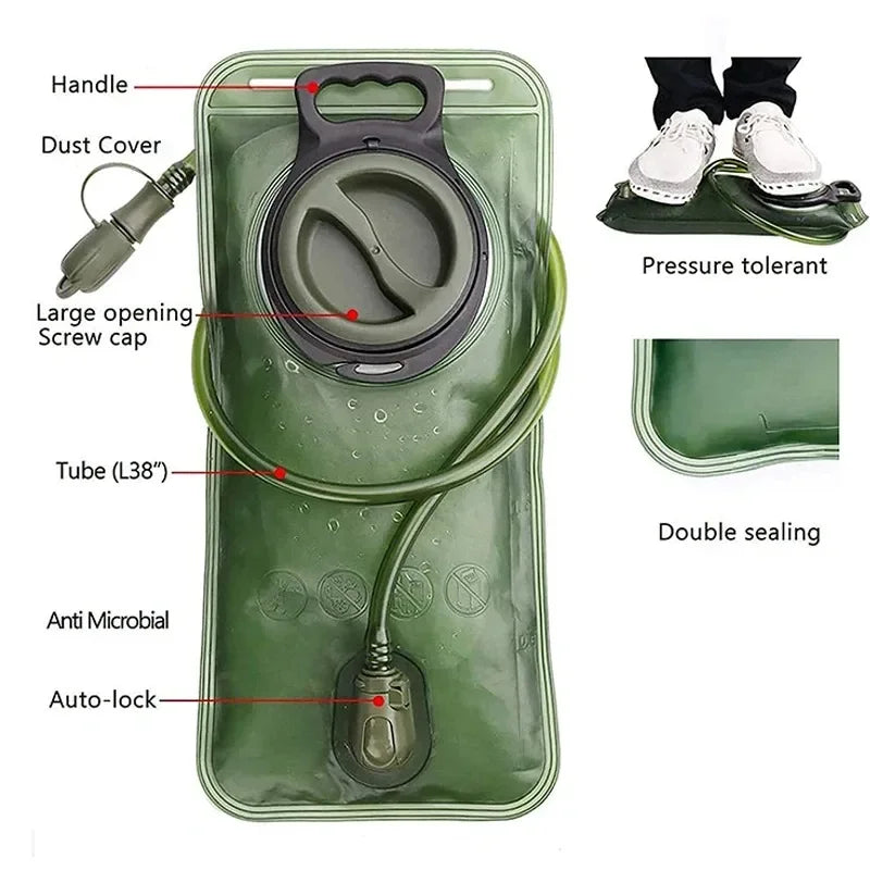 Leak-Proof & Durable Hydration Bladder: Ultimate Water Solution for Hiking, Cycling, & Running Adventures 2L