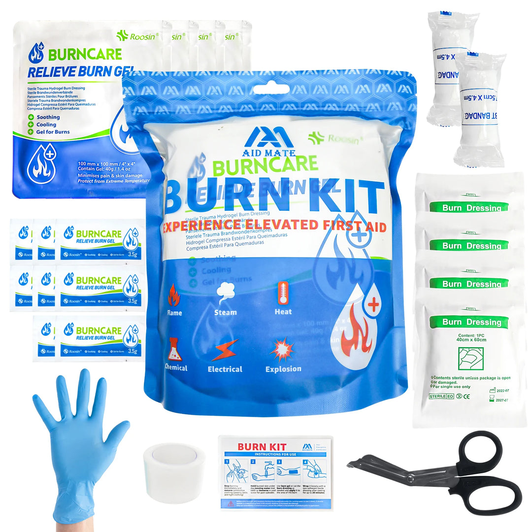 Burn Kits for Scald,  Sunburn, Burn Care Essential First Aid Kits Include Emergency Burn Gel,Burn Cream Ointment, Burn Dressing