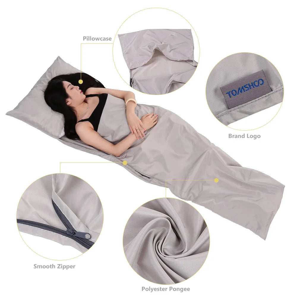 Sleeping Bag Lightweight Outdoor Liner Polyester Pongee Portable Single Sleeping Bags Camping Travel Hotel Sleep Bag 75*210CM