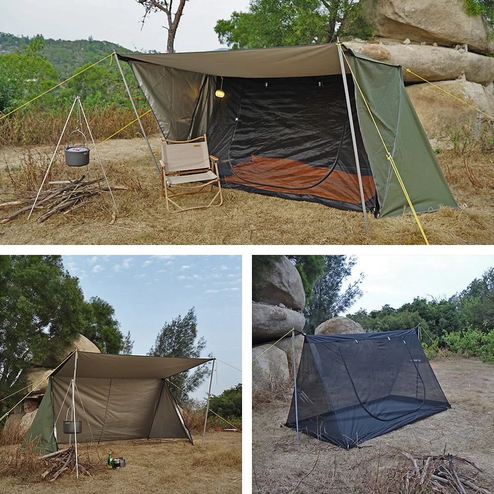 Bushcraft Tent Baker Style Outdoor Camping Multifunction Bushcraft Shelter Woodland Tent Backwoods Hot Tents for 2 Persons