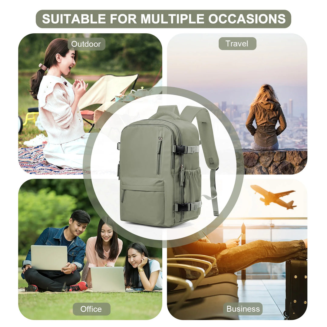 Cabin bag, 40*28*17cm, travel backpack men's backpack, boarding, lightweight, waterproof, business trip computer bag，army green.
