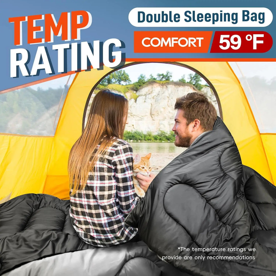 Adult double sleeping bag,XL large double sleeping bag, four-season camping hiking backpack, two-person sleeping bag, suitable f
