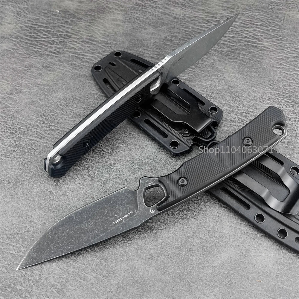 KS2048 Fixed Blade Knife Wilderness Hunting Tactical Straight Knife with Sheath Camping Utility Survival Tool Nylon Fiber Handle