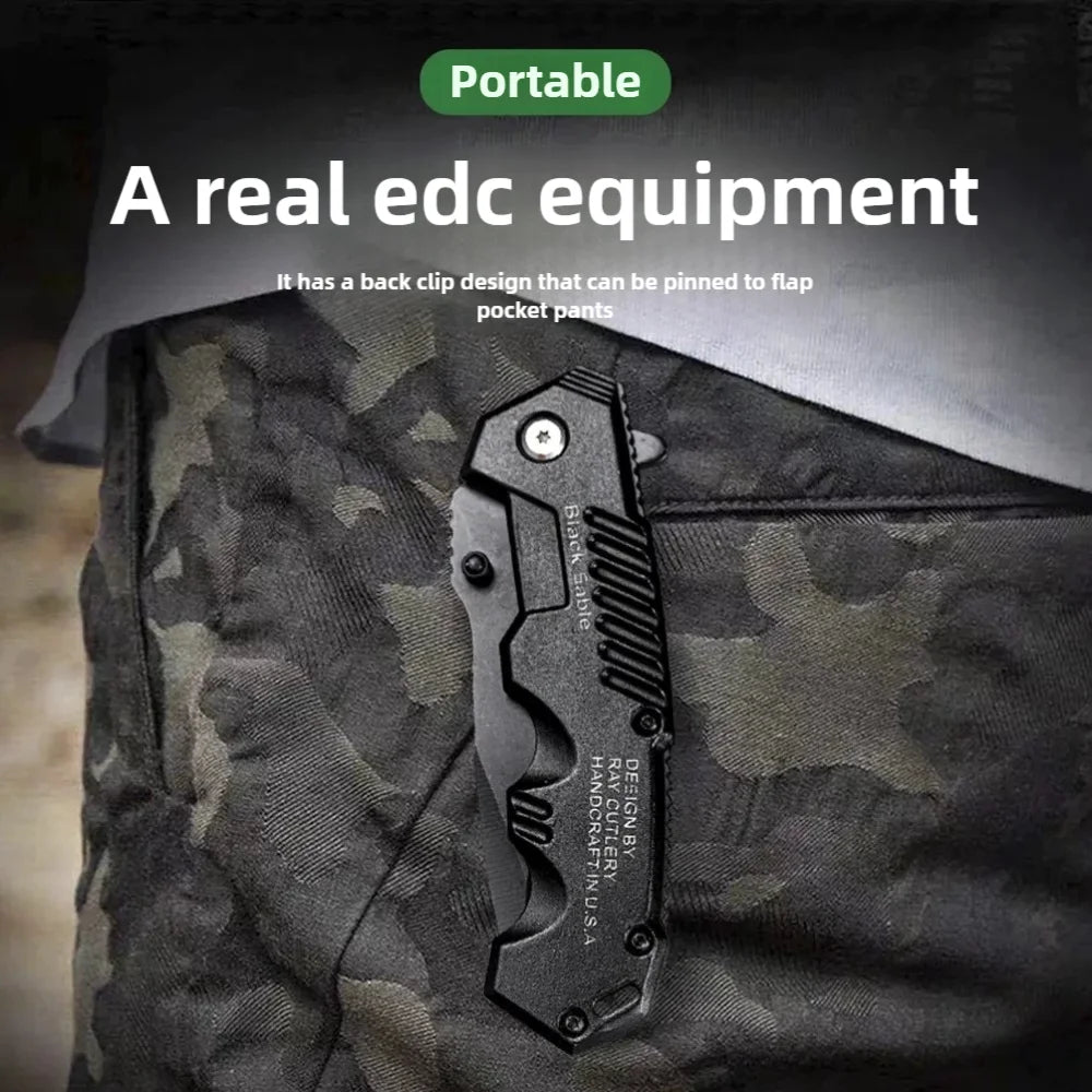 Multi functional safety folding knife, EDC pocket knife with safety lock, fruit knife, suitable for outdoor survival, camping,