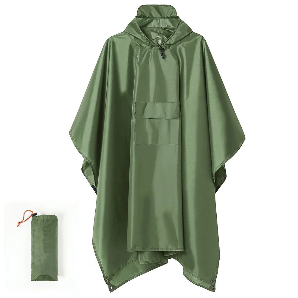 Portable Adult Outdoor Waterproof Raincoat 3 in 1 Women Men PU Hooded Raincoat Outdoor Hiking Fishing Mountaineering Raincoat
