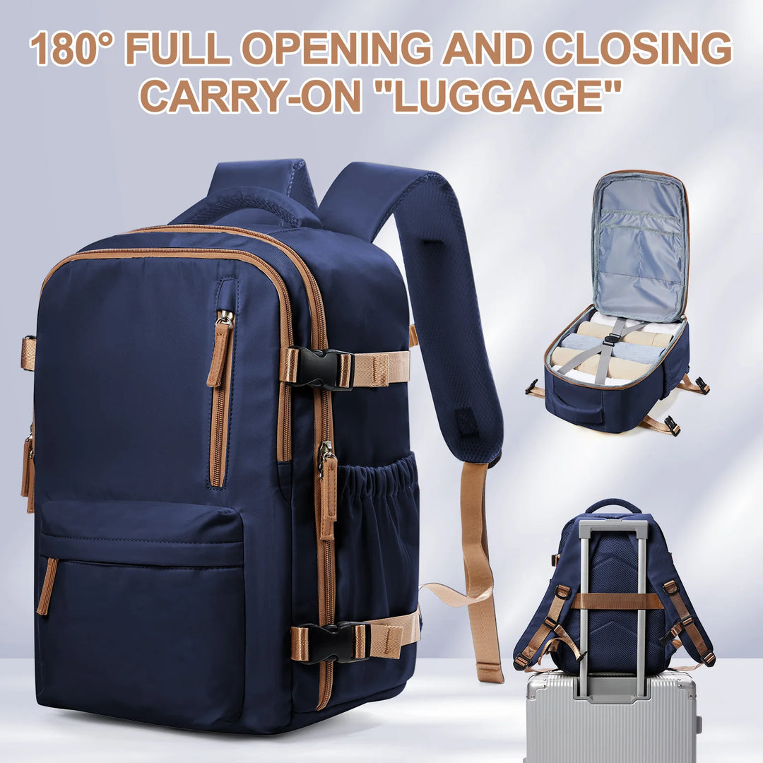 Cabin bag, 40*28*17cm, travel backpack men's backpack, boarding, lightweight, waterproof, business trip computer bag，army green.
