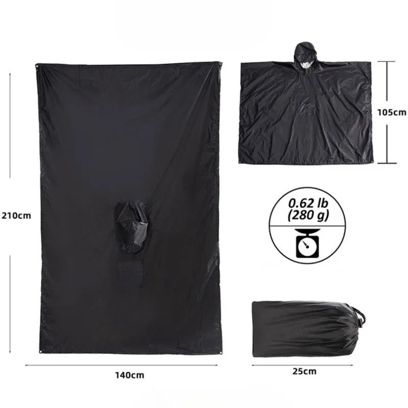 Portable Adult Outdoor Waterproof Raincoat 3 in 1 Women Men PU Hooded Raincoat Outdoor Hiking Fishing Mountaineering Raincoat