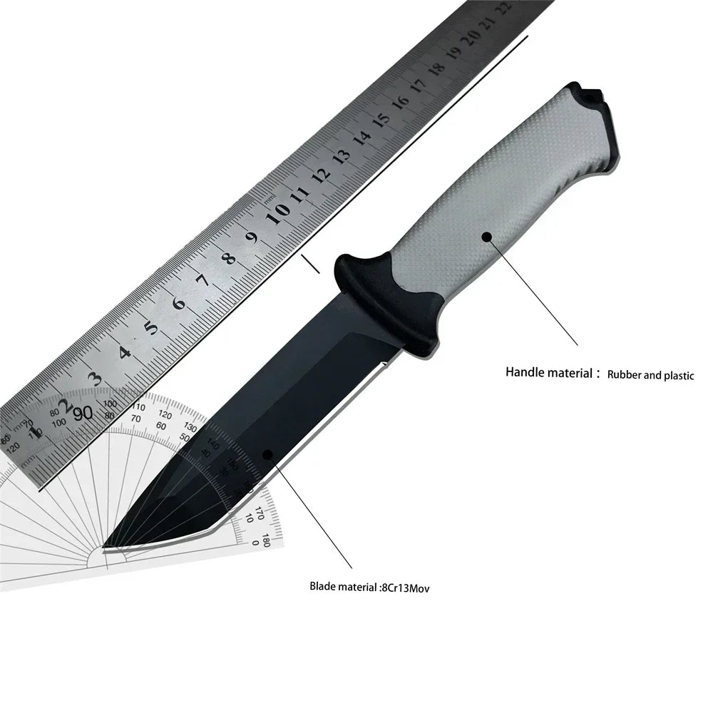 Gobo BG-9 Hunting Tactics Survival Mountaineering Rubber Handle Camping Cutting Defense Tool Gift Fixed Knife Tactical Sheath
