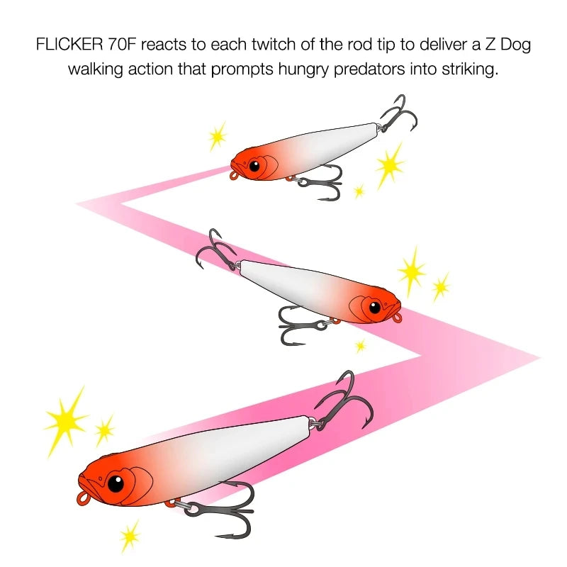 TSURINOYA FLICKER 70F Z Dog Topwater Walker Fishing lure 70mm 8.4g Artificial Pencil Floating Stick Hard Bait For Bass Pike Plug
