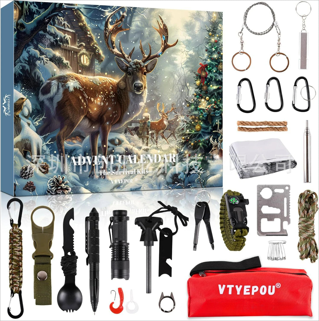 Survival Kit Advent Calendar 2024,Survival Tool Mens Advent Calendar,Survival Kit Christmas Advent Calendar for Climbers Anglers