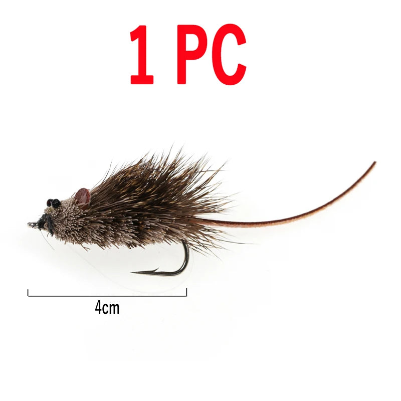Wifreo Fly Fishing Deer Hair Bass Bug Mouse Rat Fly Floating Surface Frog Flies with Weed Guard Hook #2 #2/0
