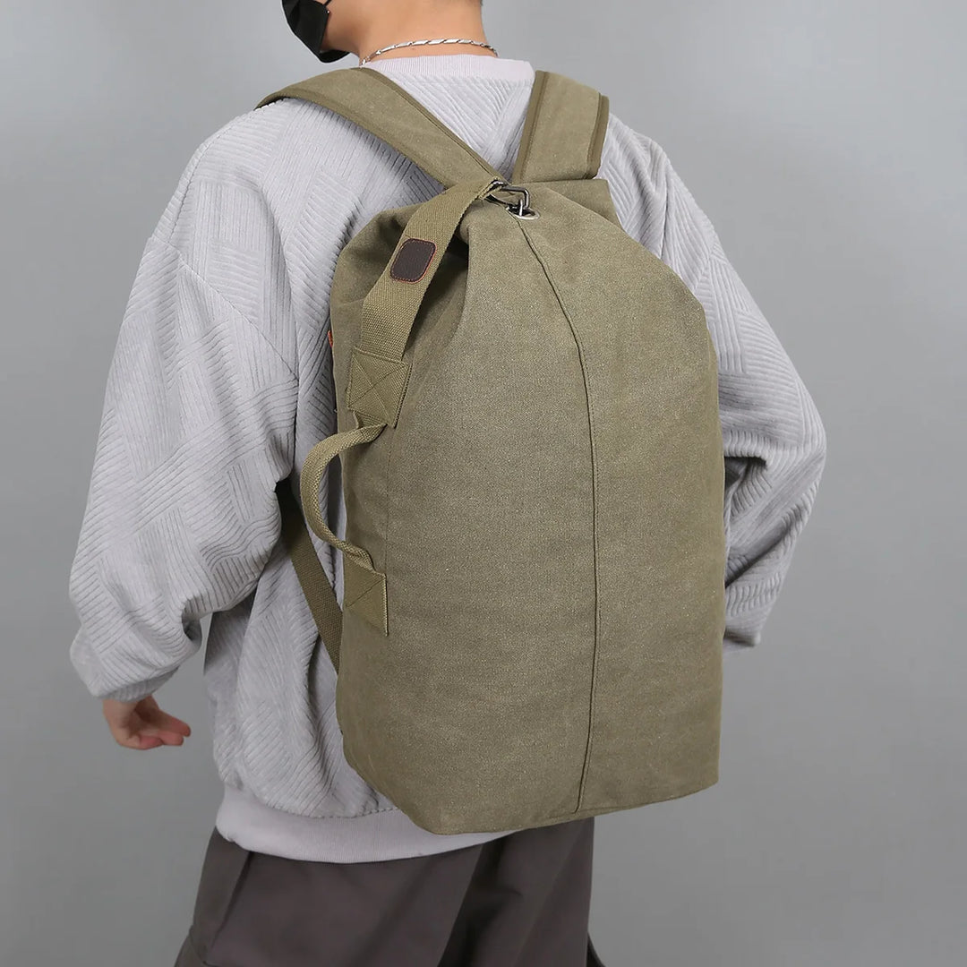Large-capacity travel backpack, fabric-reinforced, drawstring closure, double-shoulder bag