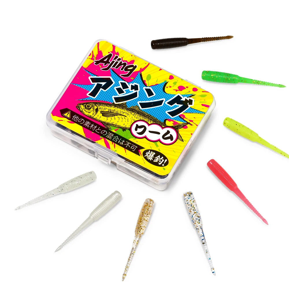 Spinpoler 20pcs/box Ajing Soft Fishing Lure 3.5cm Rockfish TPR Swimbaits Nightlight Worm Ice Jig Artificial Baits Bass Tackle