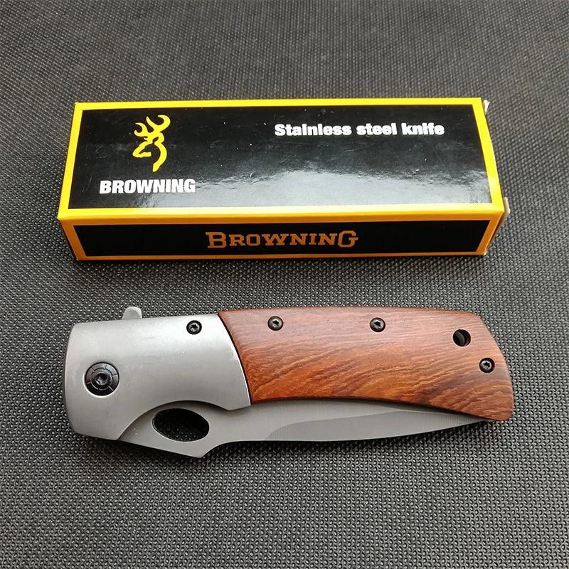 Stainless Steel Camping Folding Knife Multi Tool Survival Military Tactical Knife Hunting Fishing Wooden Handle