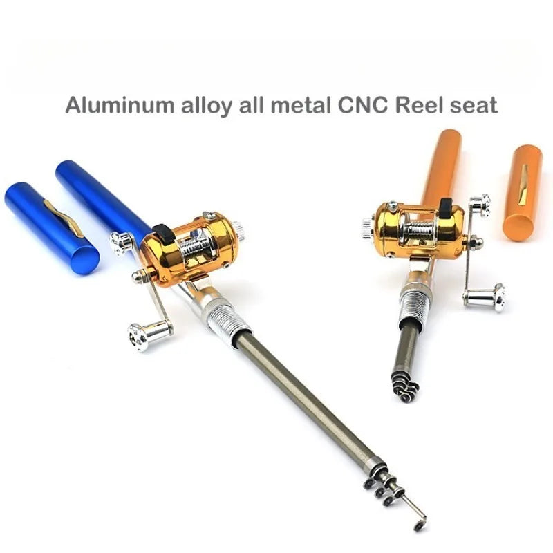 Fishing Rod Reel Combo Set Mini Telescopic Pocket Pen Fishing Rod Pole + Reel