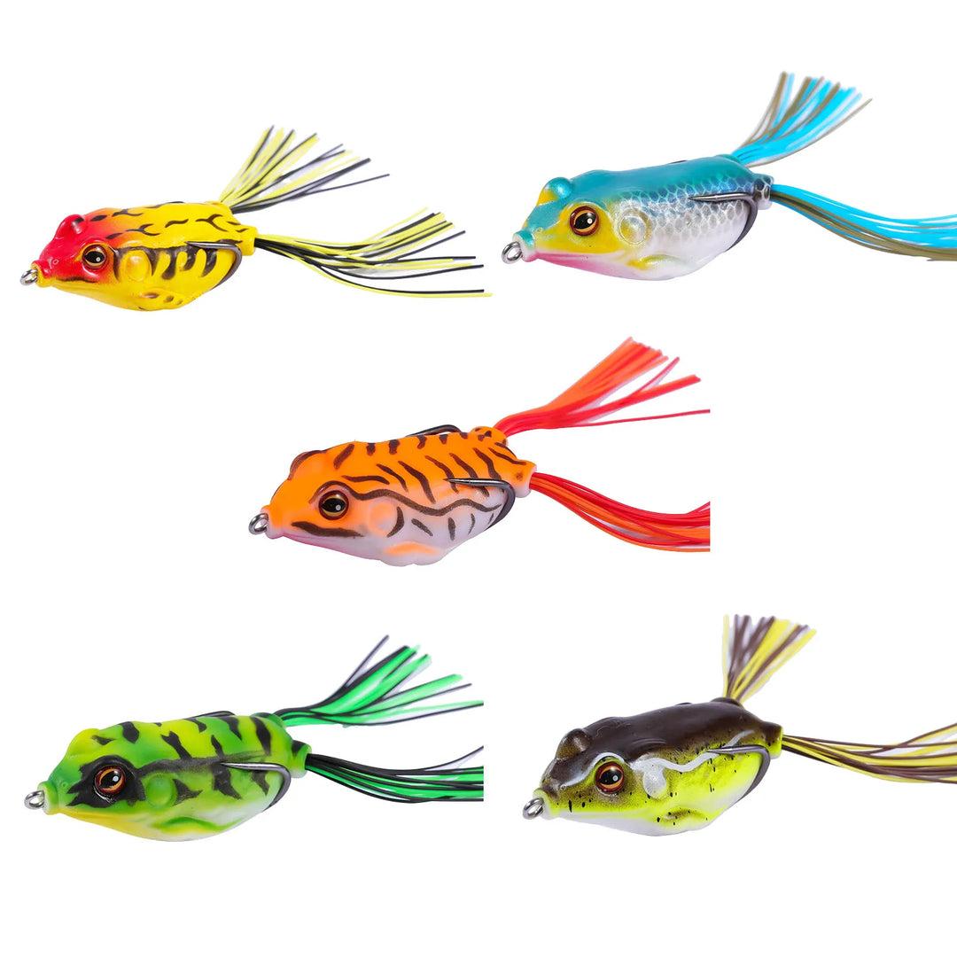 Fishing Lures Frogs Top Water Frogs Bass Fishing Lures3D Eyes Realistic Body Pattern Popping Frog Lure For Bass Fishing Weedless